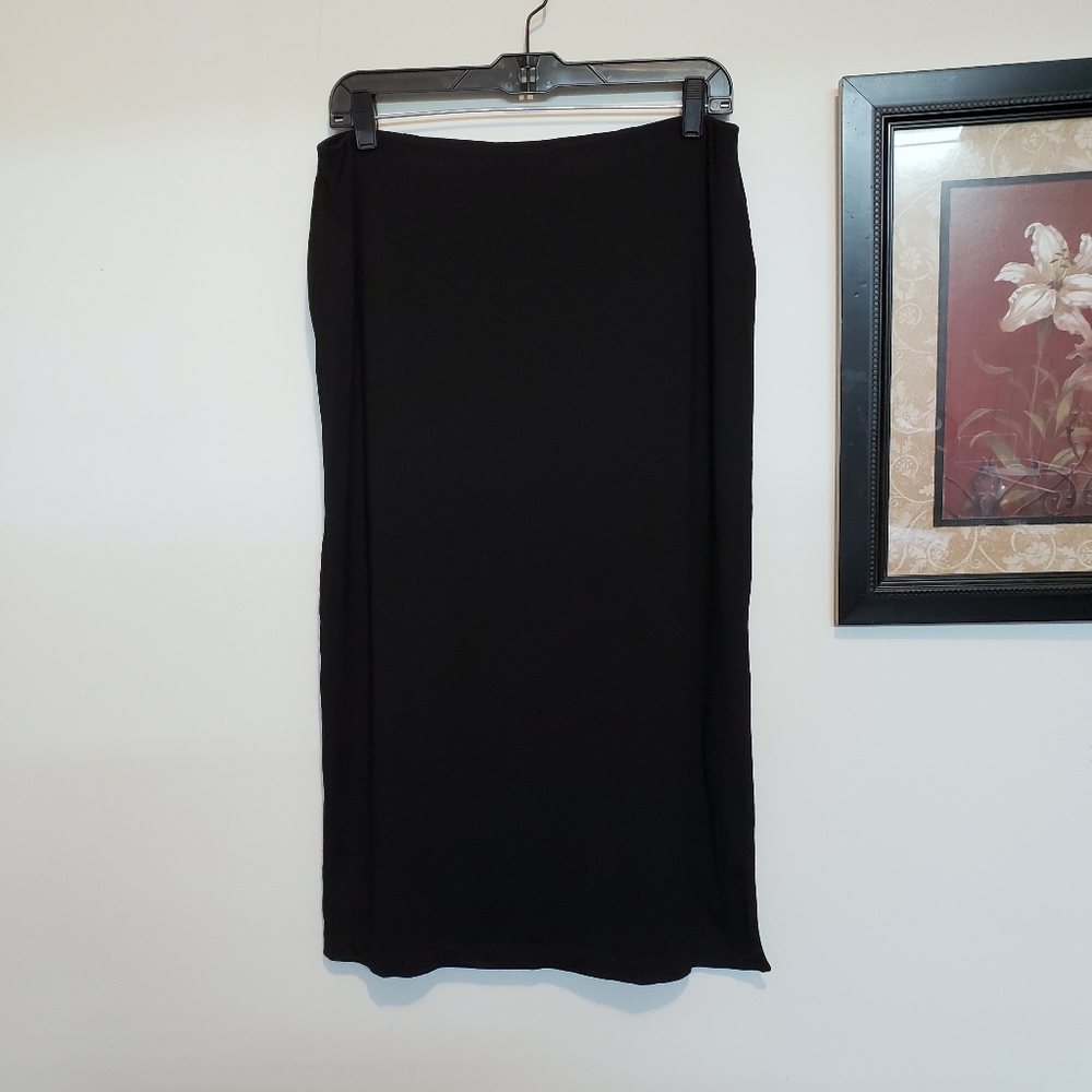 J Jill Wearever Side Slit Black Skirt Size MP